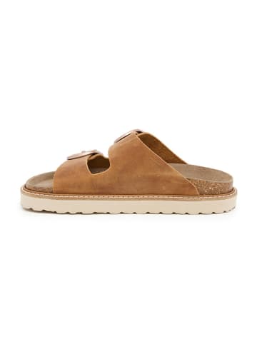 SABOKETS Leren slippers lichtbruin
