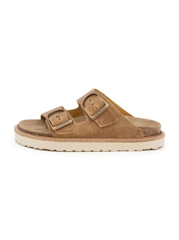 SABOKETS Leren slippers lichtbruin