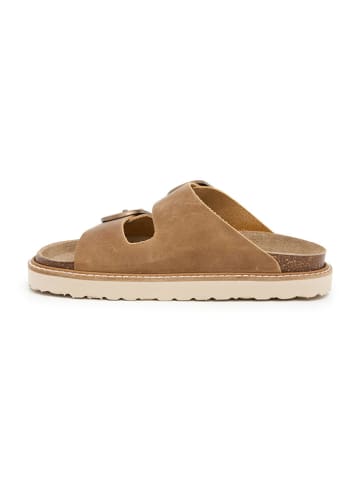 SABOKETS Leren slippers lichtbruin
