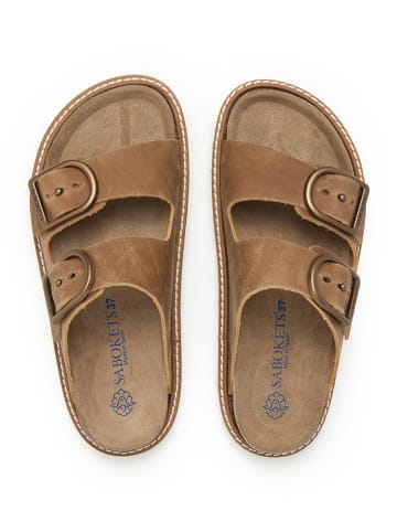 SABOKETS Leren slippers lichtbruin