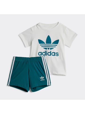 adidas Trainingsanzug in Weiß/ Türkis