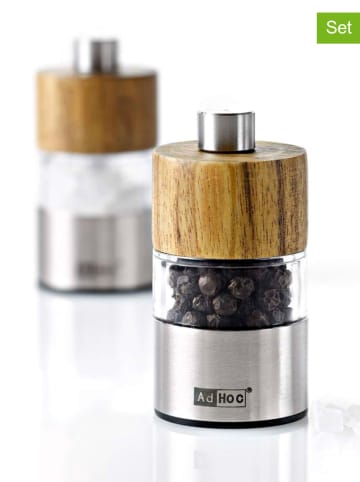 AdHoc 2-delige set: zout- en pepermolen lichtbruin - (H)6,2 x Ø 3,2 cm