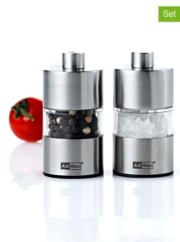 AdHoc 2-delige set: zout- en pepermolen "Minimill'' zilverkleurig - (H)6,2 x Ø 3,2 cm