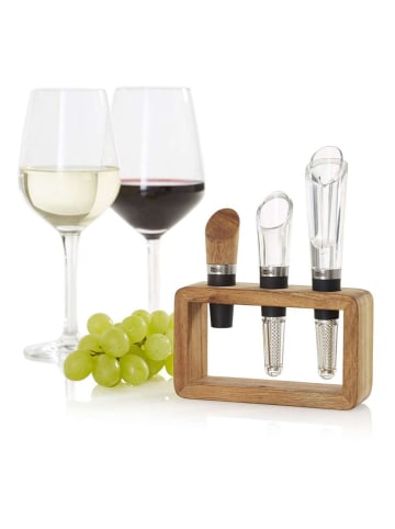 AdHoc 4-delige set: wijngietmonden "Vine" lichtbruin - (B)13,5 x (H)18 x (D)4 cm