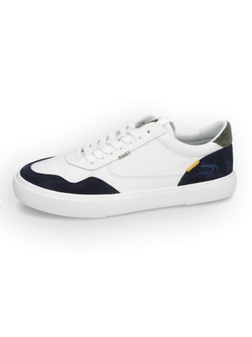 Camel Active Leren sneakers "Sand" wit/donkerblauw