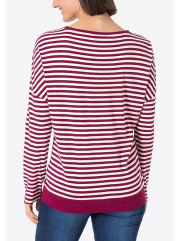 Timezone Longsleeve in Dunkelrot/ Weiß