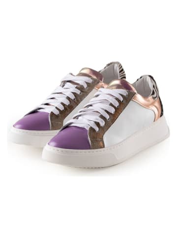 Anna Morellini Leder-Sneakers "Biama" in Creme/Lila