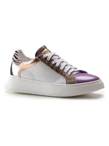 Anna Morellini Leder-Sneakers "Biama" in Creme/Lila