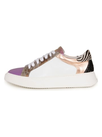 Anna Morellini Leder-Sneakers "Biama" in Creme/Lila