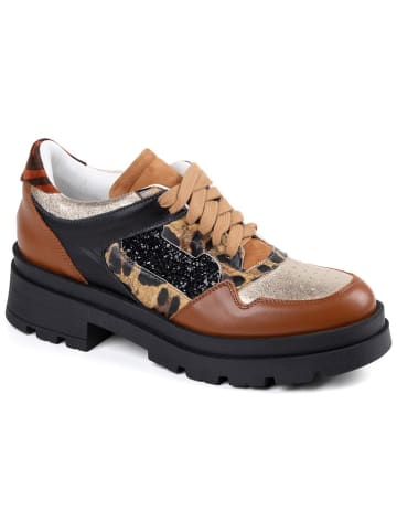 Anna Morellini Leder-Schnürschuhe "Pierista" in Bunt/ Hellbraun