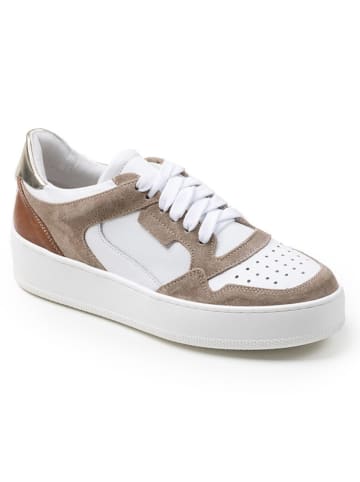 Anna Morellini Leren sneakers "Stelda" wit/bruin