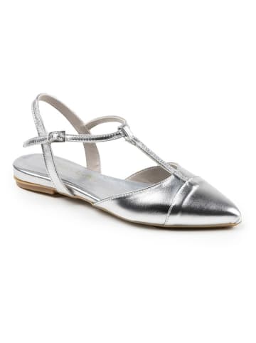 Anna Morellini Leder-Pantoletten "Grissanila" in Silber