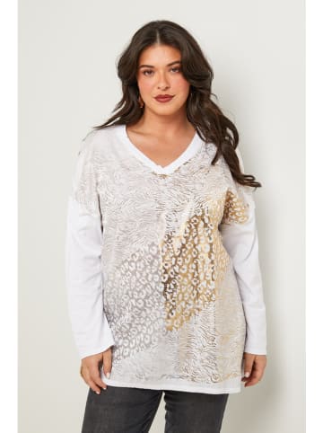 Curvy Lady Longsleeve in Weiß/ Gold
