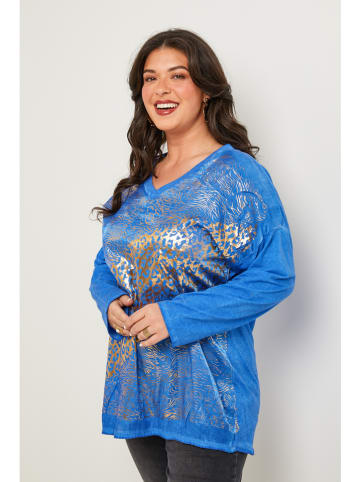 Curvy Lady Longsleeve in Blau/ Gold