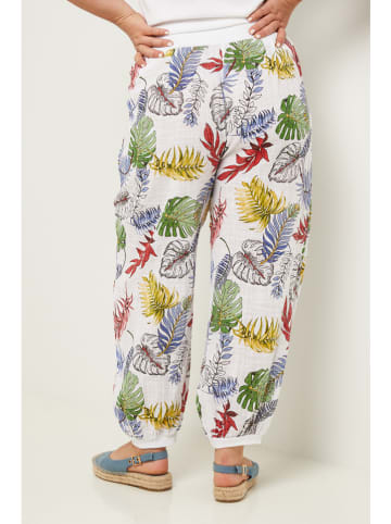 Curvy Lady Broek wit/groen/blauw