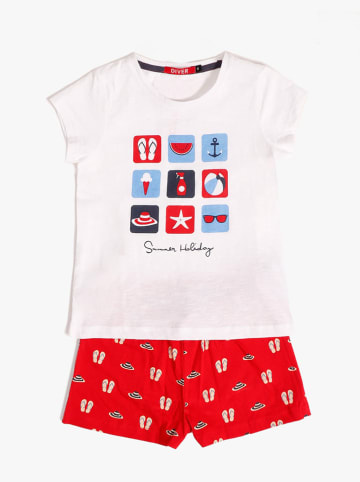 admas Pyjama wit/rood