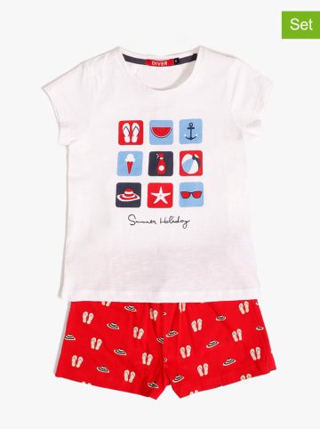 admas Pyjama wit/rood