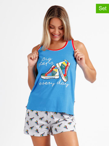 admas Pyjama blauw/wit