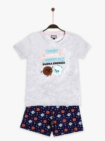 admas Pyjama in Grau/ Schwarz