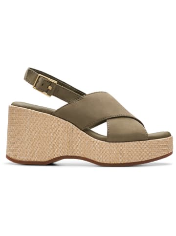 Clarks Leder-Keilsandaletten "Manon Wish" in Khaki