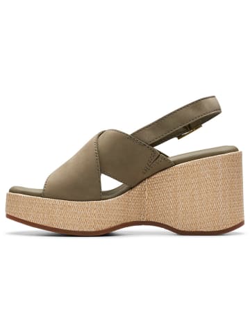 Clarks Leder-Keilsandaletten "Manon Wish" in Khaki