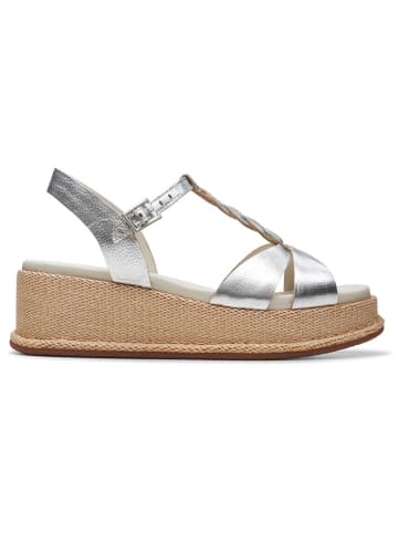 Clarks Leder-Keilsandaletten "Kimmei Twist" in Silber