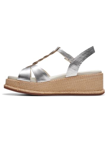 Clarks Leder-Keilsandaletten "Kimmei Twist" in Silber