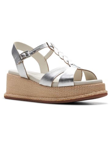 Clarks Leder-Keilsandaletten "Kimmei Twist" in Silber
