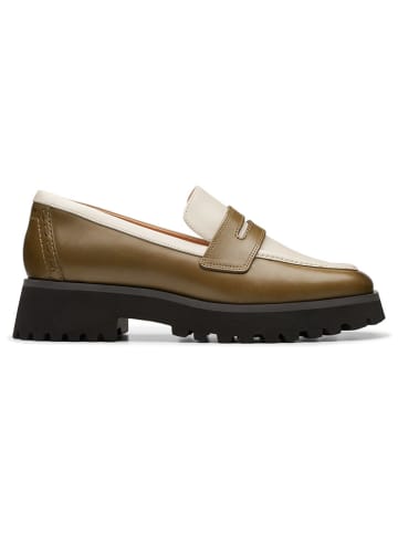 Clarks Leder-Mokassins "Stayso Edge" in Khaki/ Creme