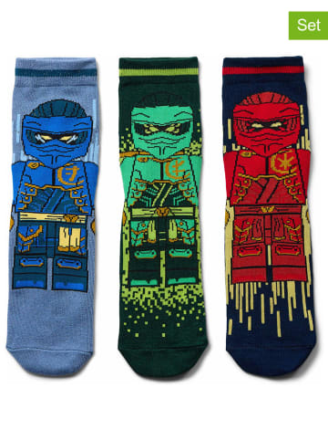 LEGO 3er-Set: Socken in Dunkelblau/ Blau/ Grün