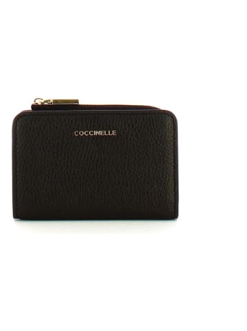 COCCINELLE Leder-Geldbörse in Schwarz - (B)13 x (H)8,5 x (T)4 cm