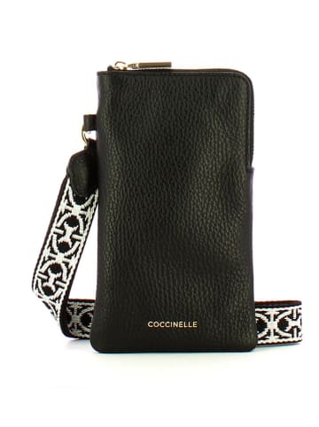 COCCINELLE Leder-Handytasche in Schwarz - (B)10 x (H)18 x (T)2 cm