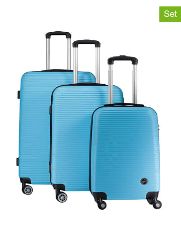 Geographical Norway 3tlg. Hardcase-Trolleyset "Solomun" in Hellblau