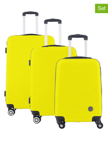 Geographical Norway 3-delige hardcase-trolleyset "Solomun" geel