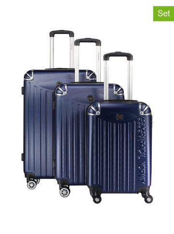 Geographical Norway 3tlg. Hardcase-Trolleyset "Softless" in Dunkelblau