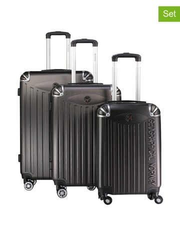 Geographical Norway 3-delige hardcase-trolleyset "Softless" antraciet