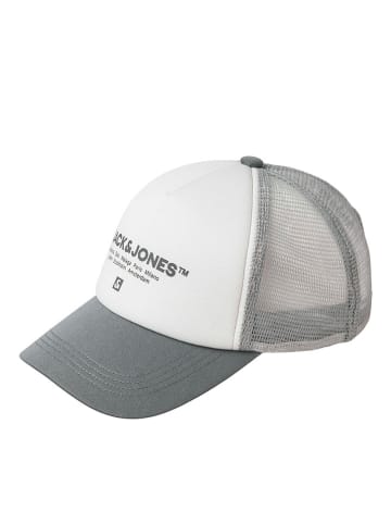 JACK & JONES Junior Czapka "Script" w kolorze szaro-białym