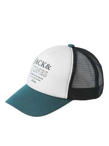 JACK & JONES Junior Czapka "Script" w kolorze turkusowo-białym