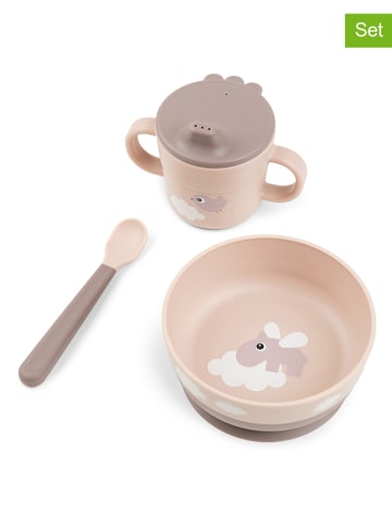 done by deer 3tlg. Kindergeschirr-Set "Happy clouds" in Rosa