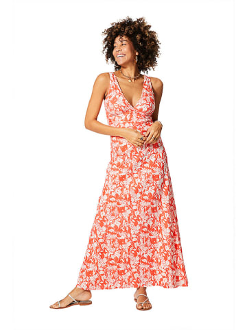 Aller Simplement Kleid in Orange/Weiss