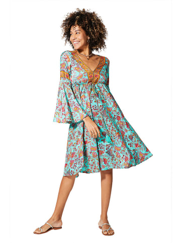 Aller Simplement Kleid in Hellblau/Orange