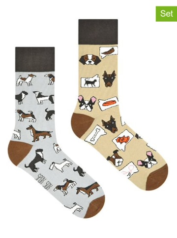 Spox Sox 2er-Set: Socken in Grau/ Hellbraun