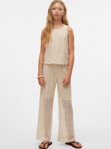 Vero Moda Girl Spodnie "Maya" w kolorze beżowym