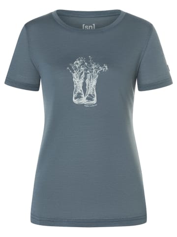 super.natural Funktionsshirt "Flower Boots" in Hellblau