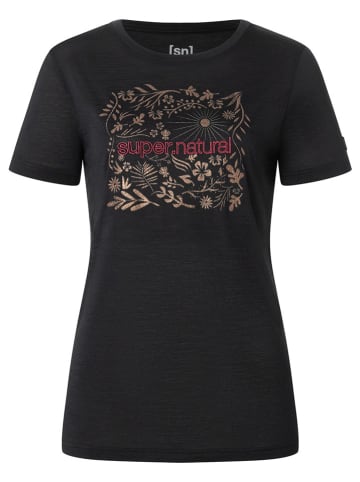super.natural Funktionsshirt "Flower" in Schwarz