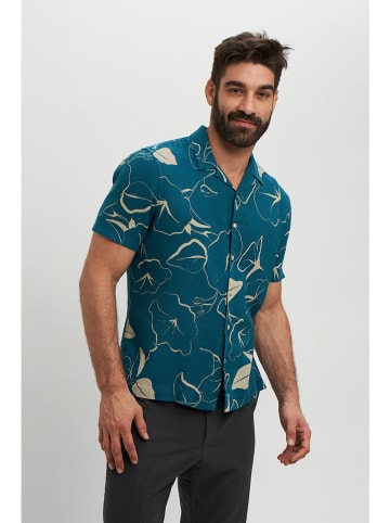 Marks & Spencer Hemd in Petrol/ Beige