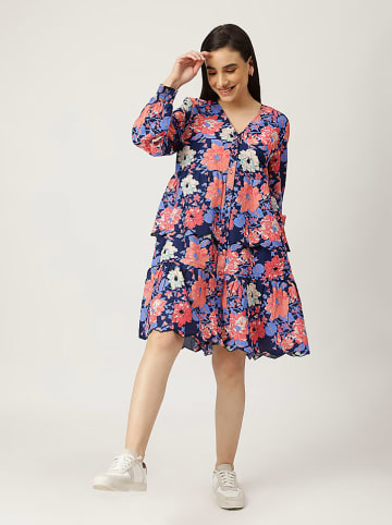 Marks & Spencer Kleid in Dunkelblau/ Koralle