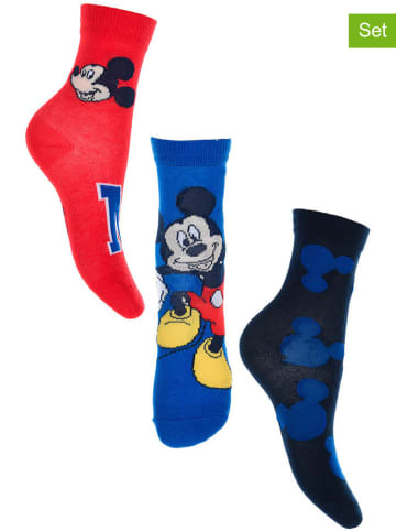 Disney Mickey Mouse 3er-Set: Socken "Mickey" in Blau/ Rot