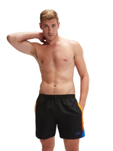 Speedo Badeshorts "Eco H-Boom" in Schwarz/ Orange/ Blau