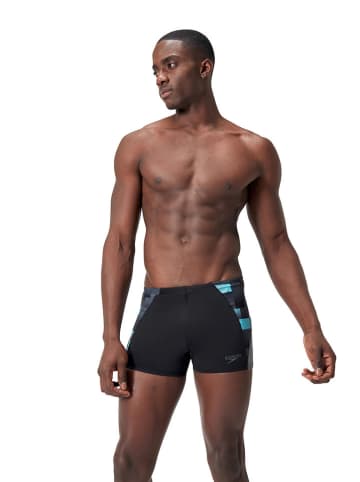 Speedo Badehose "Eco+ Max" in Schwarz/ Grau/ Hellblau